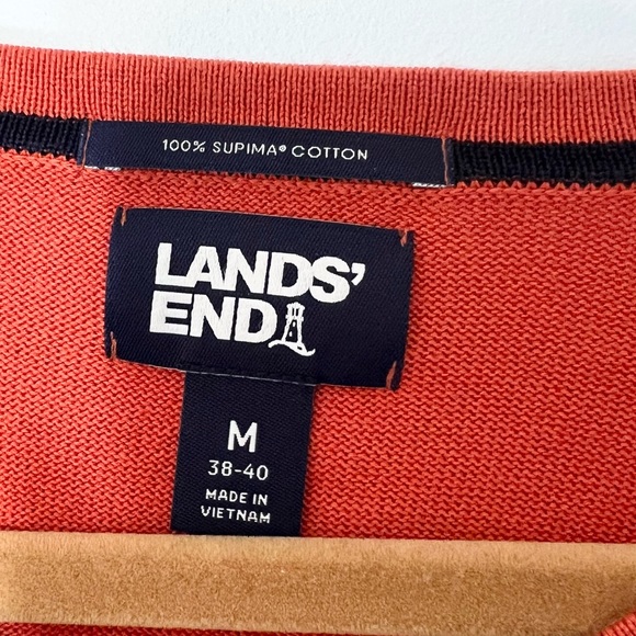 Lands' End Men's Orange Classic 100% Supima Cotton V-Neck Sweater Size M (38-40) - Picture 5 of 9